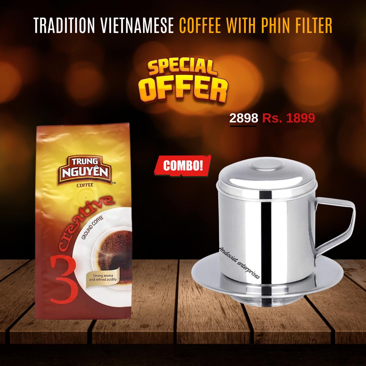 Tradition Vietnamese coffee Creative 3 with Phin filter (Combo)