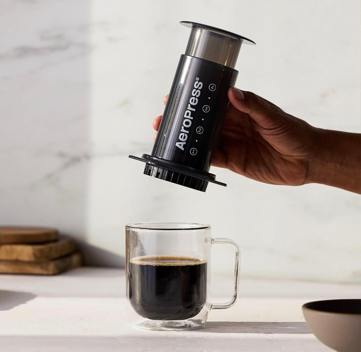 Aeropress Coffee and Espresso Maker - Quickly Makes Delicious Coffee Without Bitterness - 1 to 3 Cups Per Pressing, Regular (80R11)