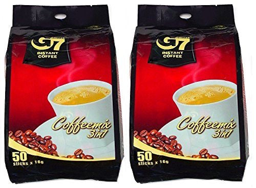 Pack of 2 Trung Nguyen G7 3-In-1 Instant Coffee Ground, Bag, 100 Sachets*16G=1.6 kg