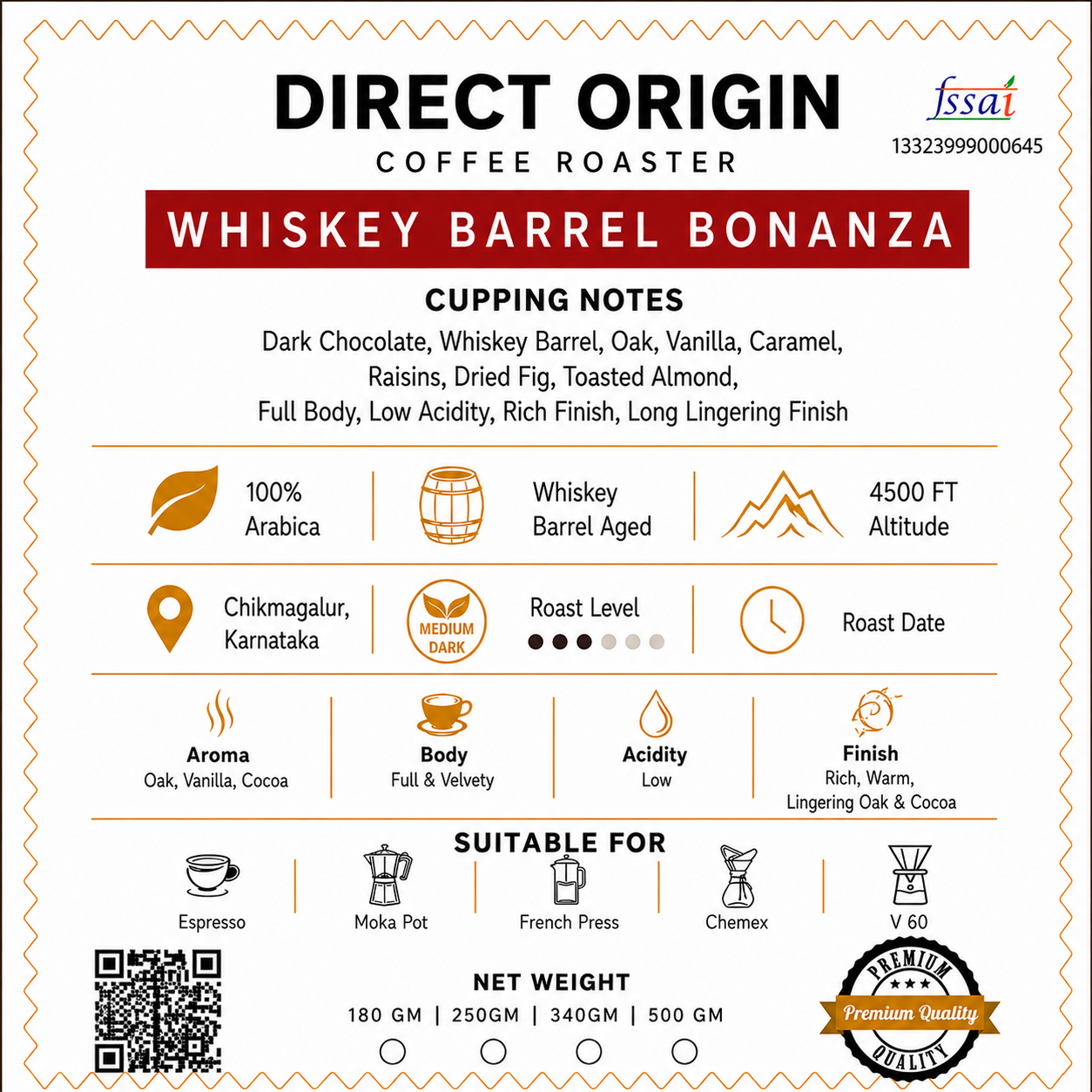 Whiskey Barrel Bonanza - natural coffee beans from Baba Budan Giri hills and aged in scotch oak wood barels - Image 2