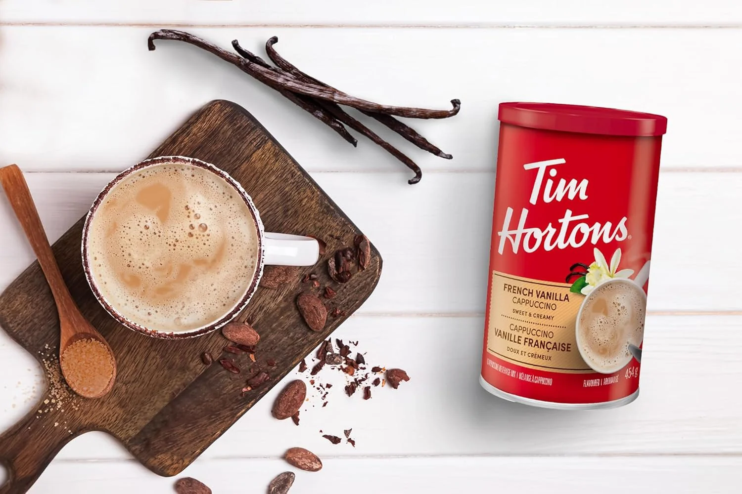 Tim Horton French Vanilla Cappuccino Mix, Sweet and Creamy, Instant coffee 454g (From USA) - Image 3