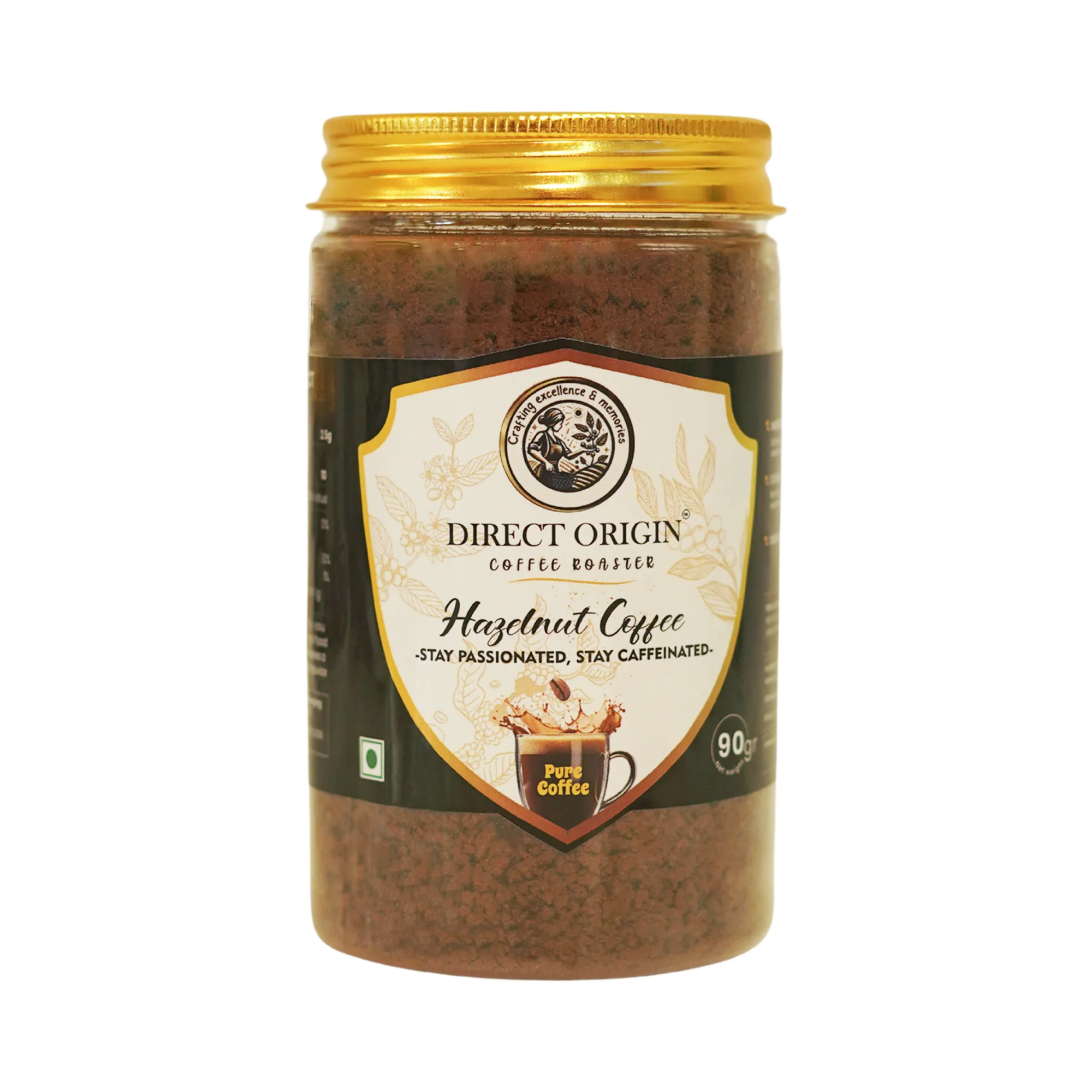 Hazelnut Flavoured Instant Coffee – 90GM & 50GM Jar | Medium Roast Coorg Origin | Perfect for Gifting, Travel, Office Breaks