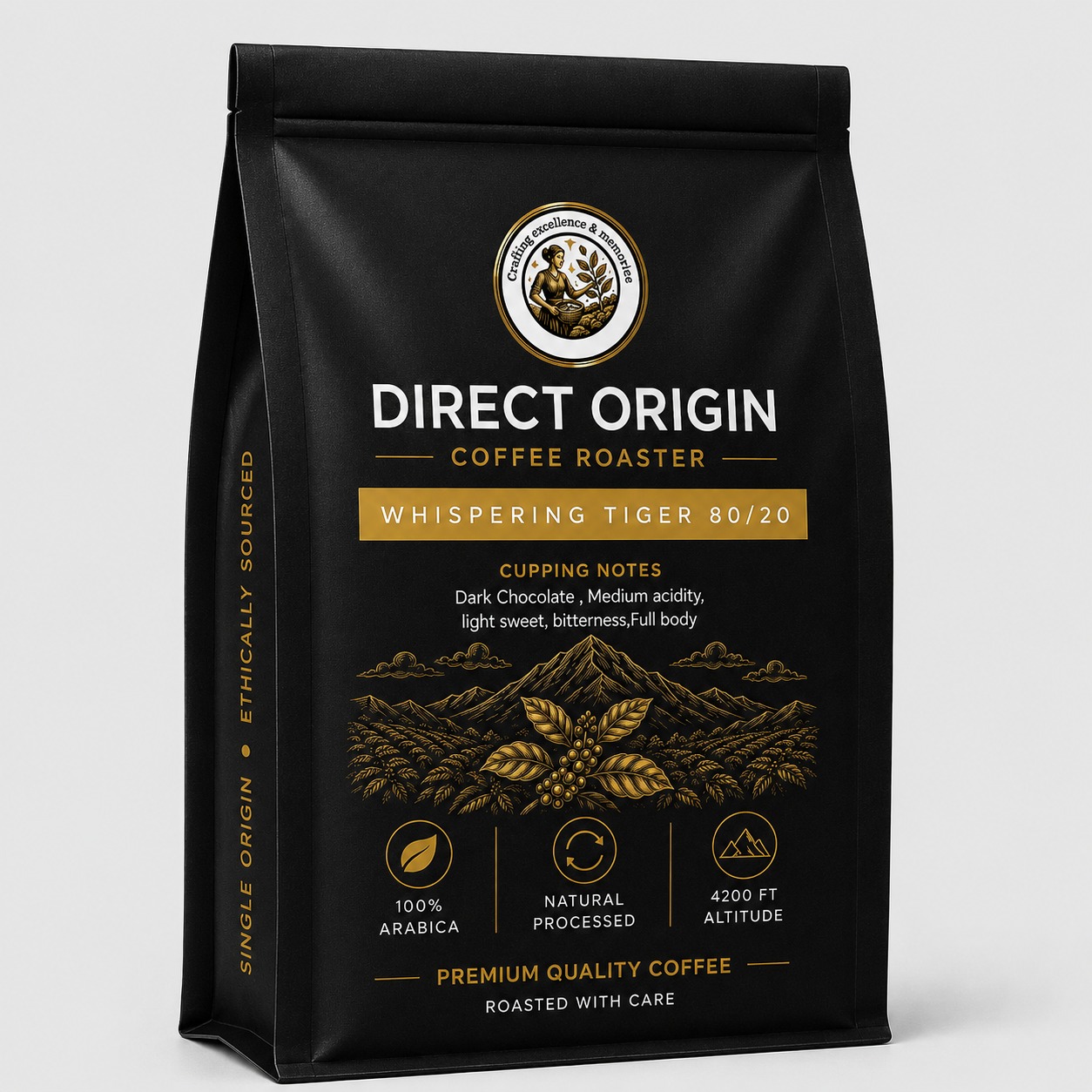 Whispering Tiger - Roasted Coffee Beans 80% Arabica 20% Robusta