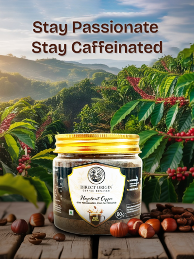 Hazelnut Flavoured Instant Coffee – 90GM & 50GM Jar | Medium Roast Coorg Origin | Perfect for Gifting, Travel, Office Breaks